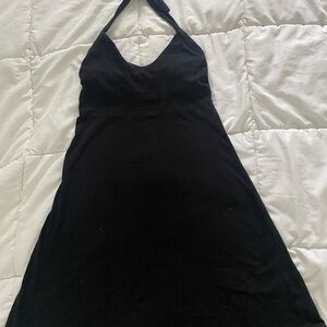 Cotton  Black Halter Dress